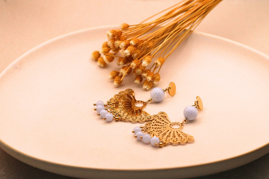 Boucles d’oreilles calcédoine – Douceur céleste et élégance naturelle