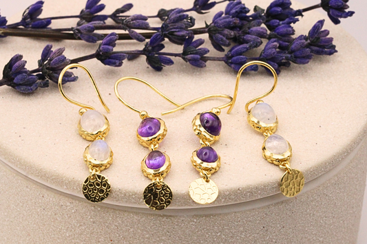 Boucles d'oreilles double pierres
