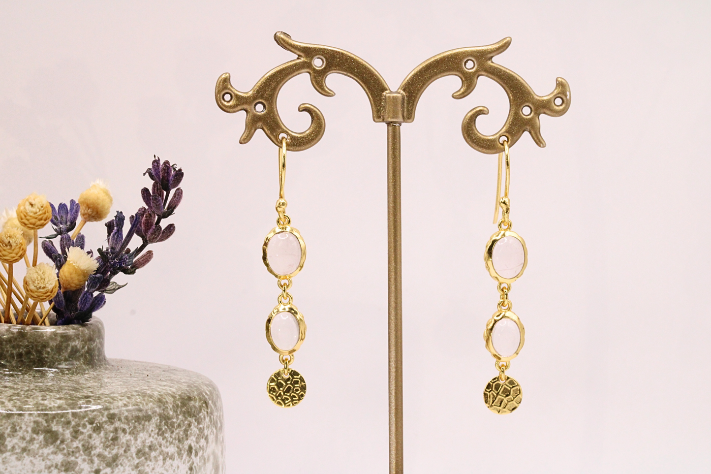 Boucles d'oreilles double pierres
