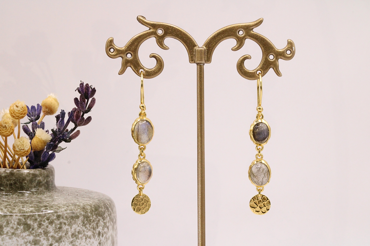 Boucles d'oreilles double pierres