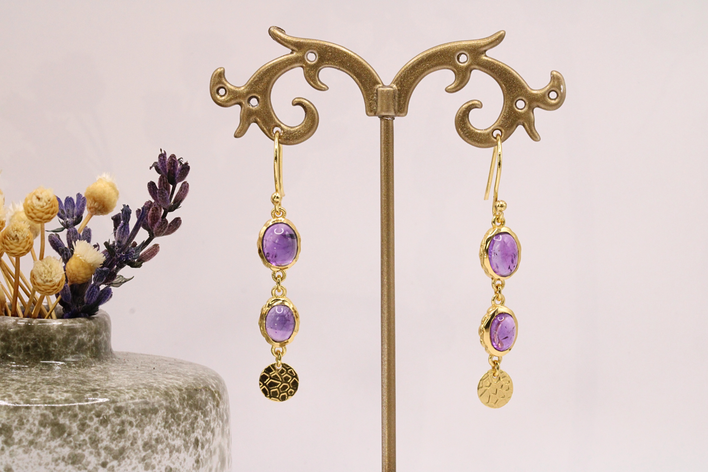 Boucles d'oreilles double pierres