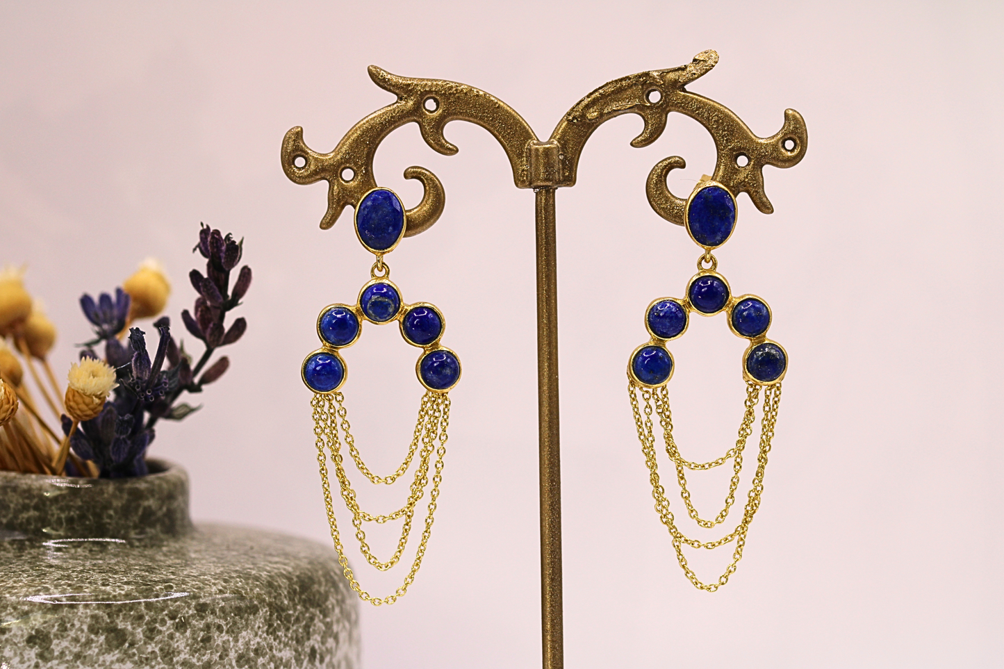 Boucles d’oreilles en acier inoxydable – Élégance et pierres naturelles