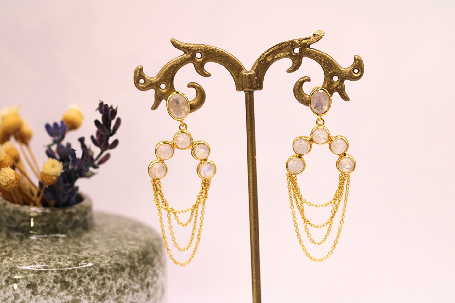 Boucles d’oreilles en acier inoxydable – Élégance et pierres naturelles
