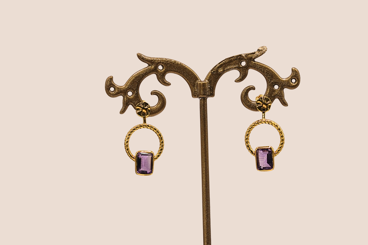 Boucles d'oreilles Cercle et pierre naturelle