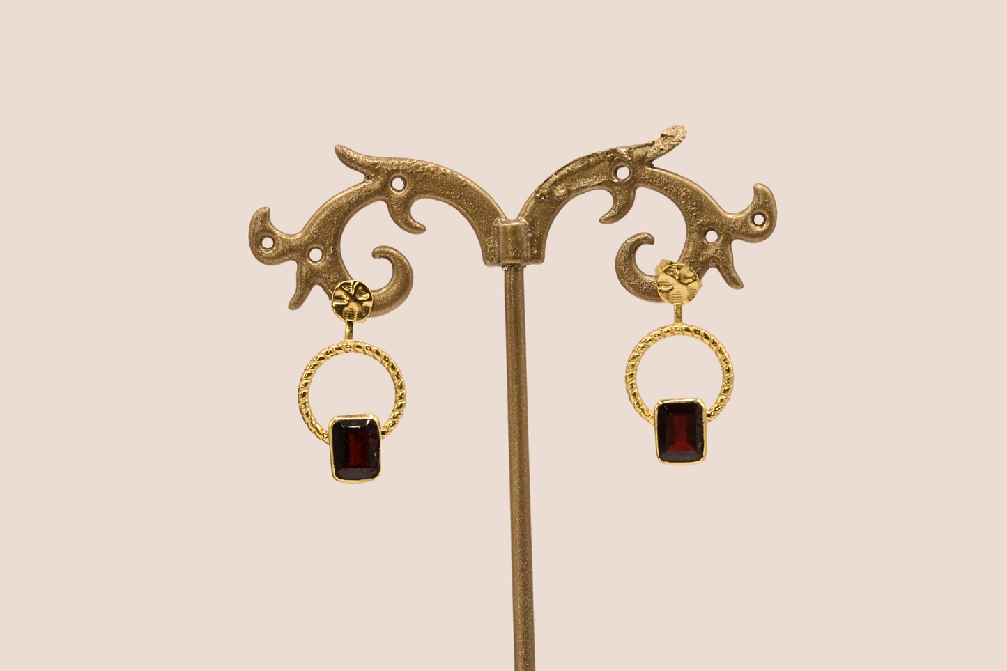Boucles d'oreilles Cercle et pierre naturelle