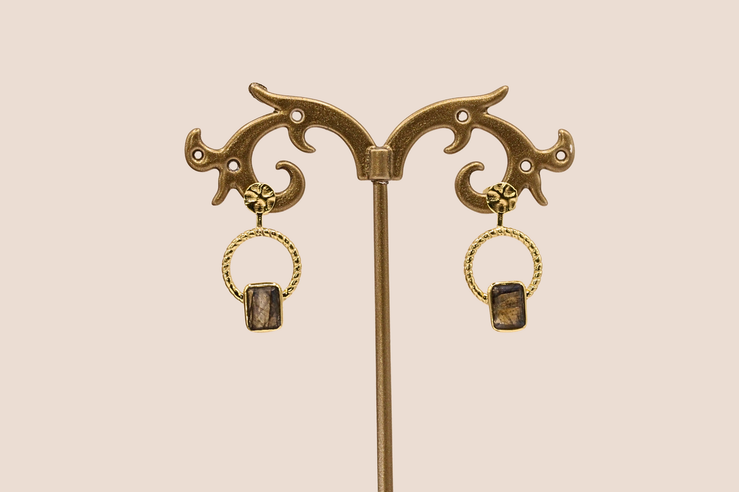 Boucles d'oreilles Cercle et pierre naturelle
