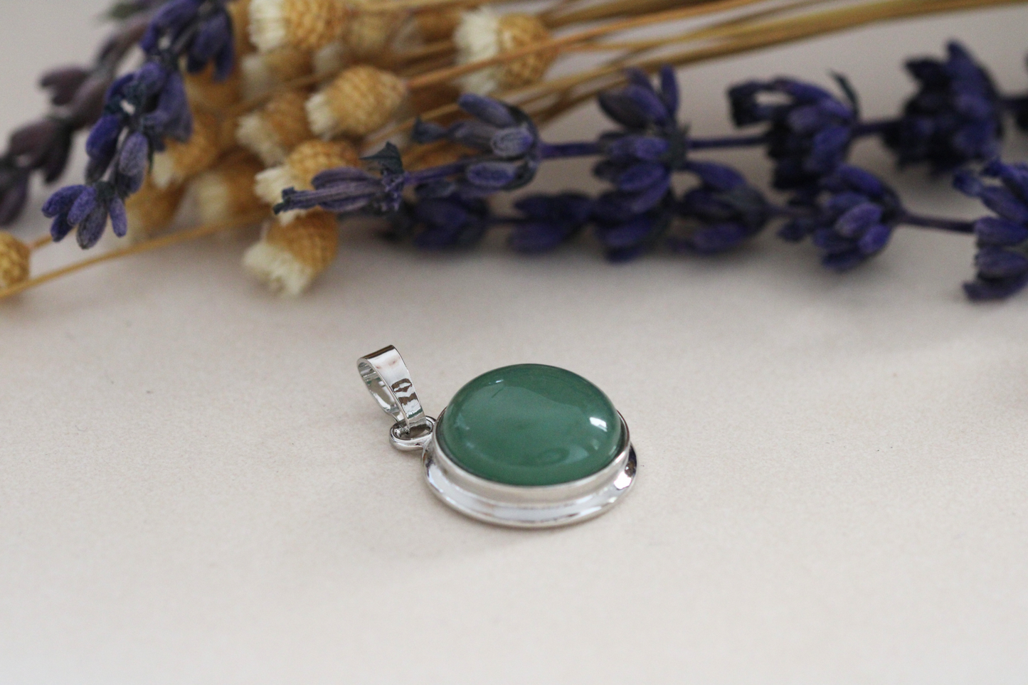 Pendentif Argenté avec Pierres Naturelles - Choississez votre pierre