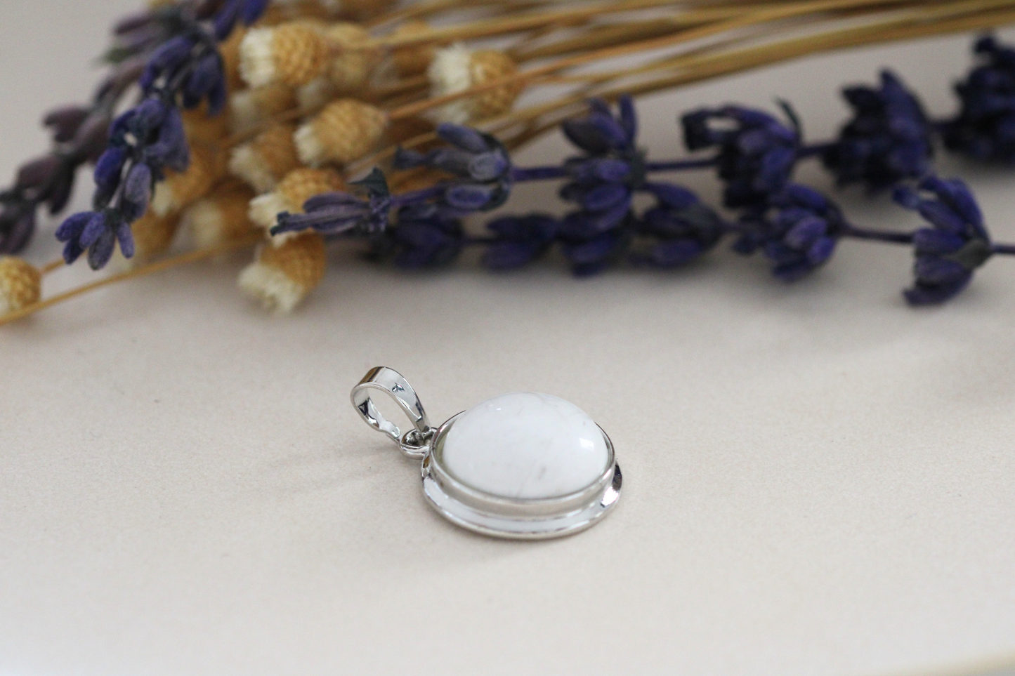 Pendentif Argenté avec Pierres Naturelles - Choississez votre pierre