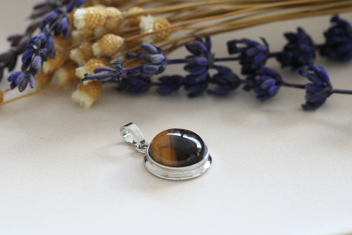 Pendentif Argenté avec Pierres Naturelles - Choississez votre pierre