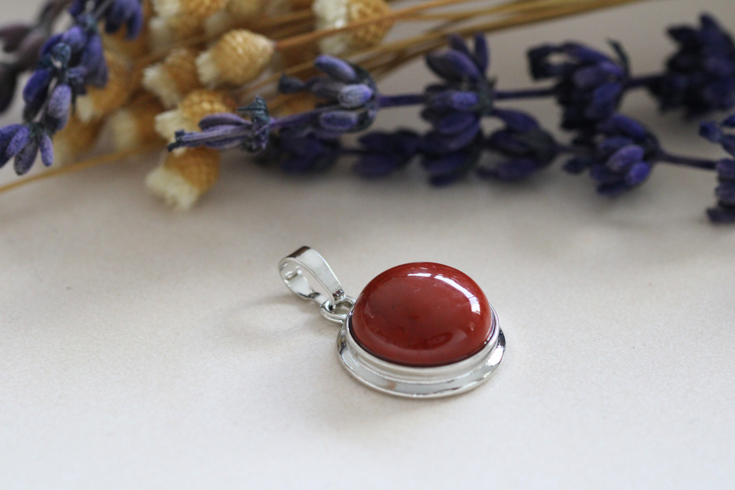 Pendentif Argenté avec Pierres Naturelles - Choississez votre pierre