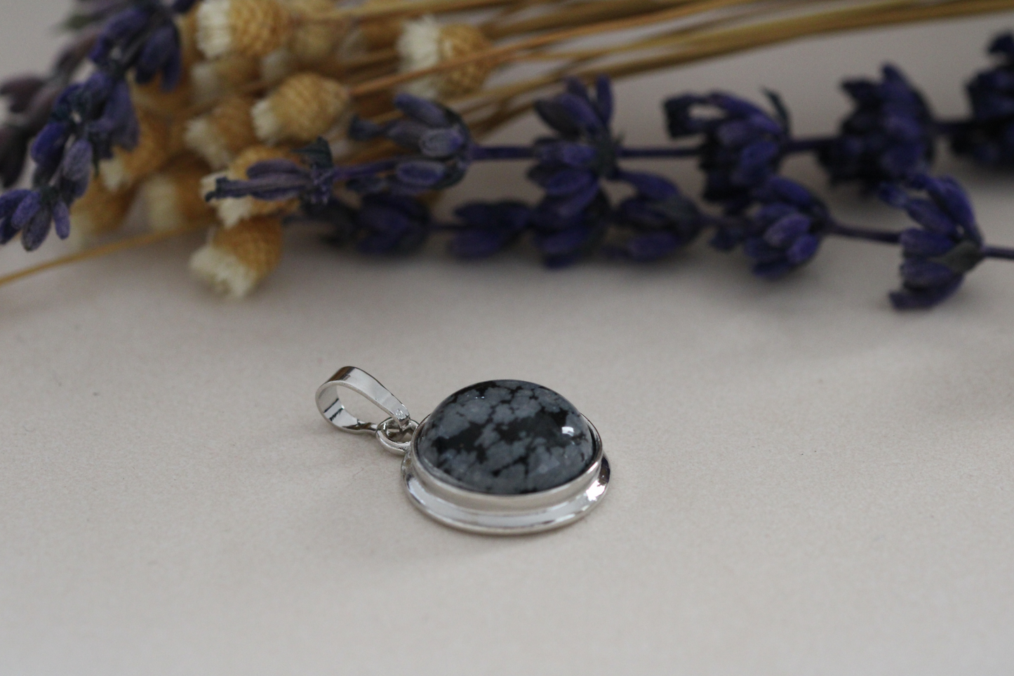 Pendentif Argenté avec Pierres Naturelles - Choississez votre pierre