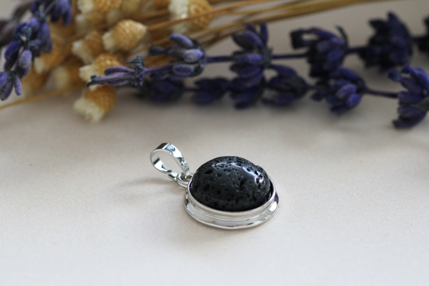 Pendentif Argenté avec Pierres Naturelles - Choississez votre pierre