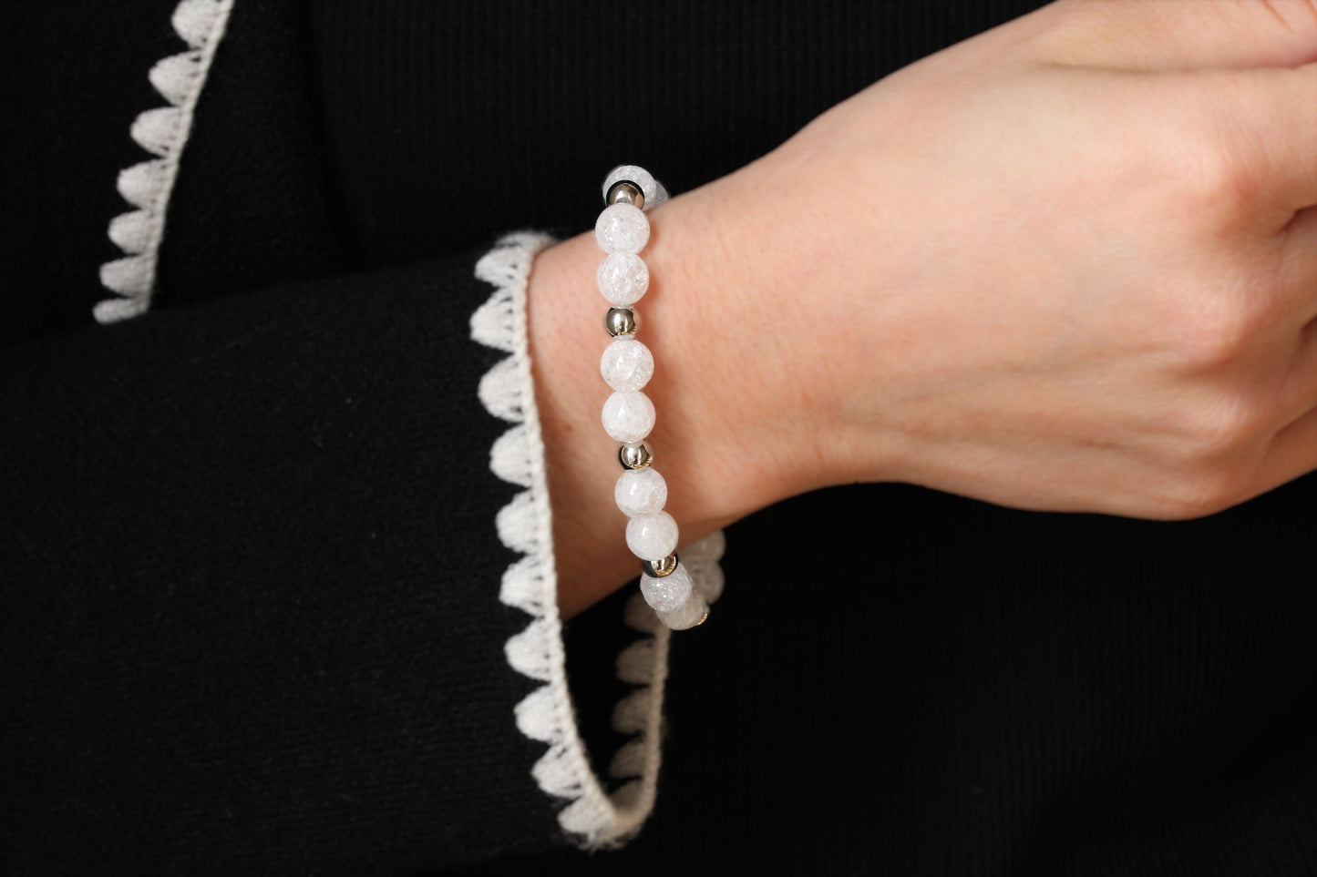 Bracelet Cristal de Roche Craquelé Argent