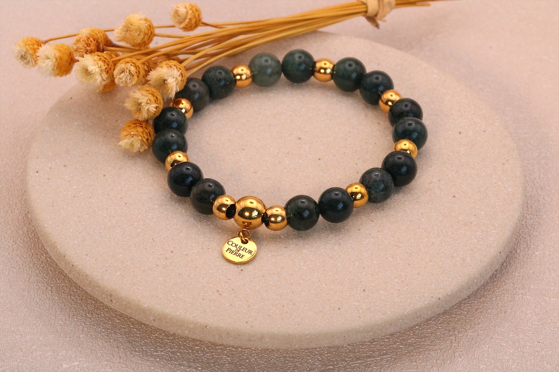 Bracelet Agate Mousse Doré