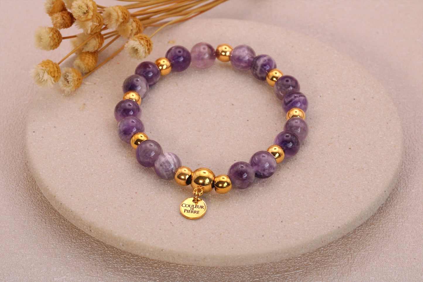 Bracelet Améthyste Doré