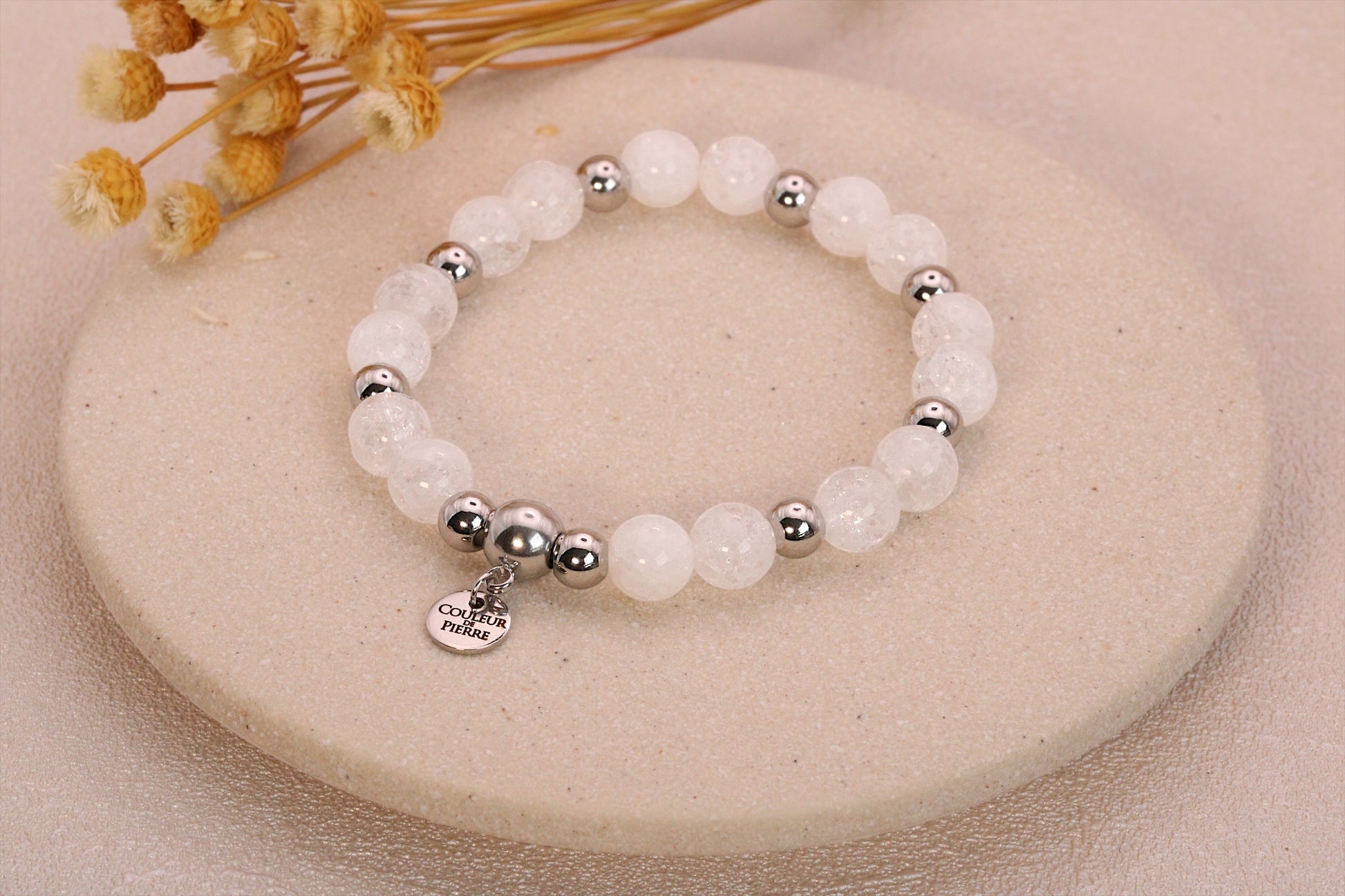 Bracelet Cristal de Roche Craquelé Argent