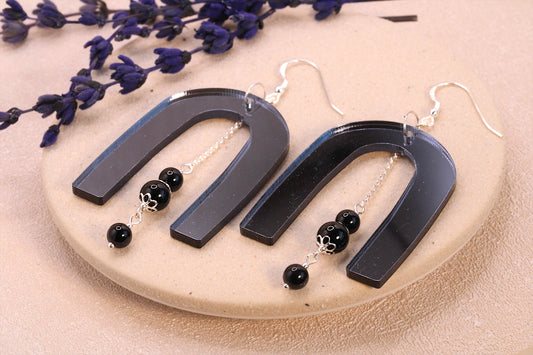 Boucles d'oreilles audacieuses en onyx