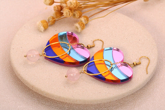 Boucles d'oreilles quartz rose